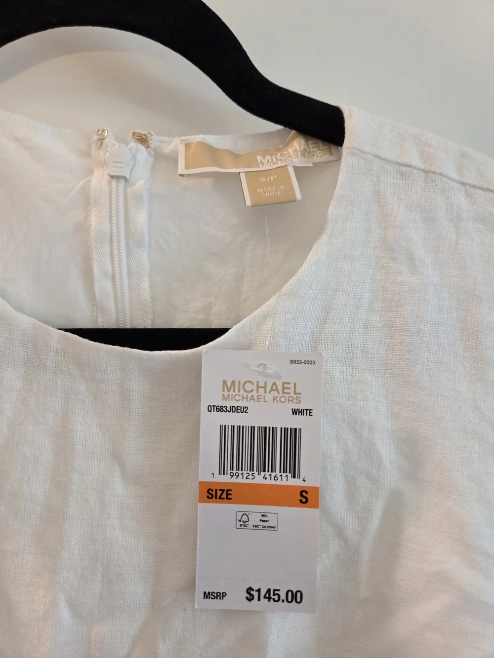 Michael Michael Kors White Linen Blend Crochet Trim Dress Size Small NWT